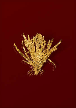 Gold Botanical on Red
