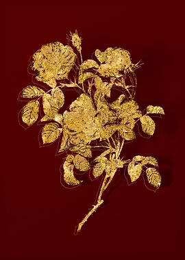 Gold Botanical on Red