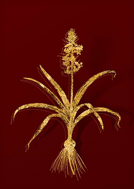 Gold Botanical on Red