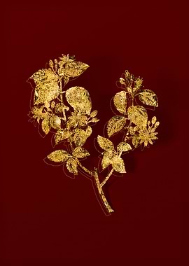 Gold Botanical on Red