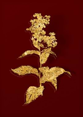 Gold Botanical on Red