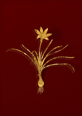 Gold Botanical on Red