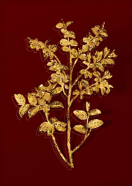 Gold Botanical on Red