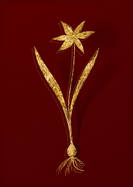 Gold Botanical on Red