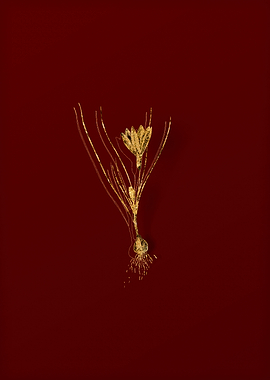 Gold Botanical on Red