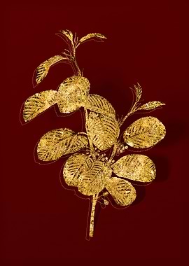 Gold Botanical on Red