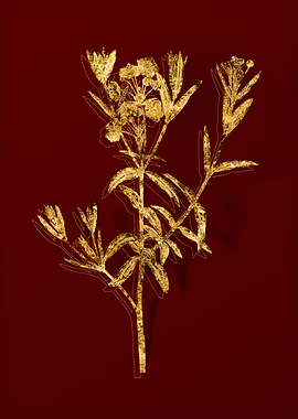 Gold Botanical on Red