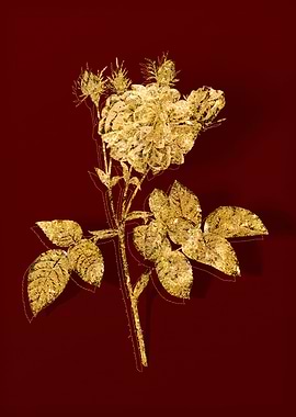 Gold Flora on Red