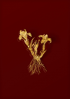 Gold Botanical on Red