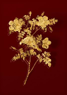 Gold Botanical on Red