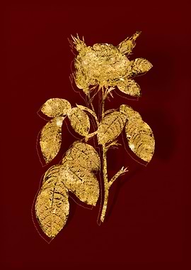Gold Botanical on Red
