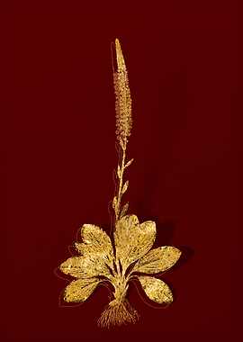Gold Flora on Red