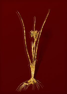 Gold Flora on Red