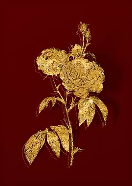 Gold Botanical on Red