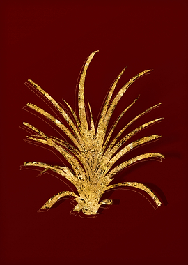 Gold Flora on Red