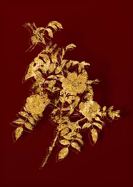 Gold Botanical on Red