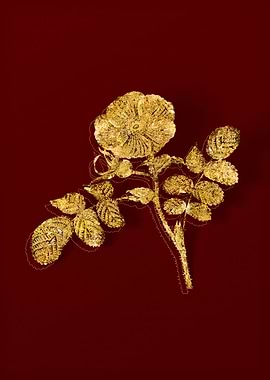Gold Flora on Red