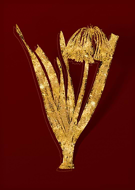 Gold Botanical on Red