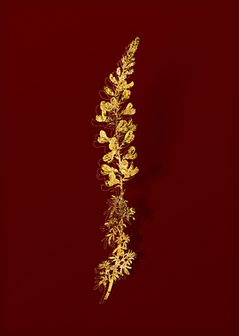 Gold Botanical on Red