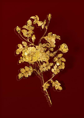 Gold Flower on Red