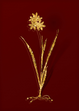 Gold Botanical on Red