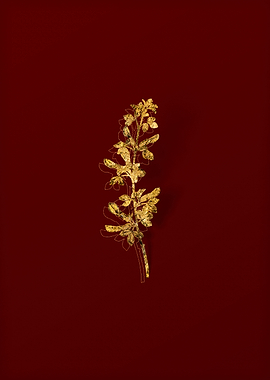 Gold Botanical on Red