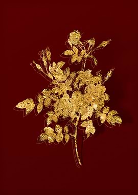 Gold Botanical on Red