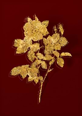 Gold Botanical on Red