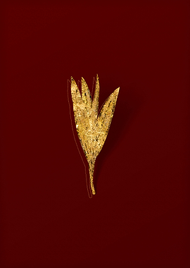 Gold Flora on Red