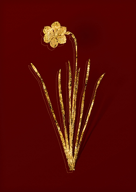 Gold Flora on Red