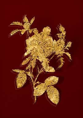Gold Botanical on Red