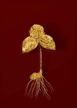 Gold Flora on Red