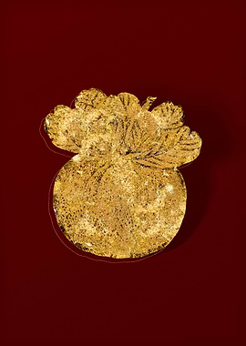 Gold Botanical on Red