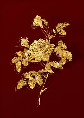 Gold Botanical on Red