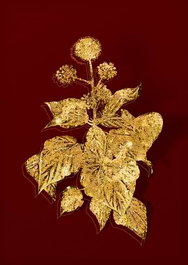 Gold Botanical on Red