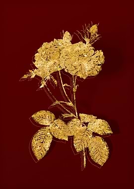 Gold Botanical on Red