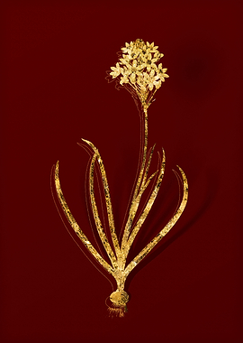 Gold Flora on Red