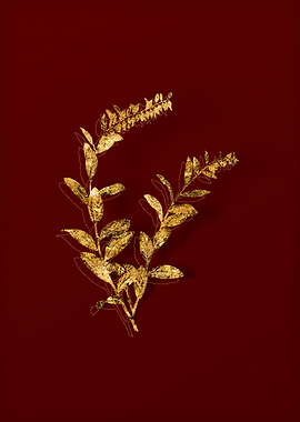 Gold Botanical on Red