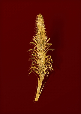 Gold Botanical on Red