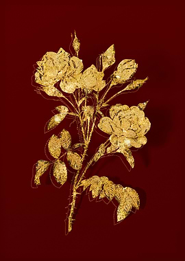 Gold Botanical on Red