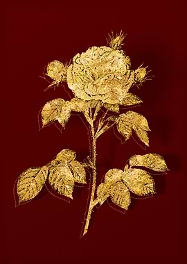 Gold Botanical on Red