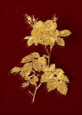 Gold Flower on Red