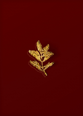 Gold Botanical on Red