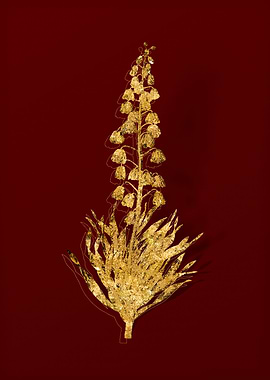 Gold Flora on Red