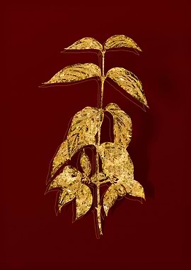 Gold Botanical on Red