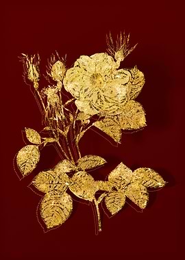 Gold Botanical on Red