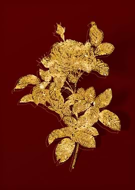 Gold Botanical on Red