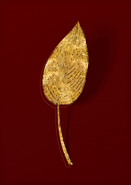 Gold Botanical on Red