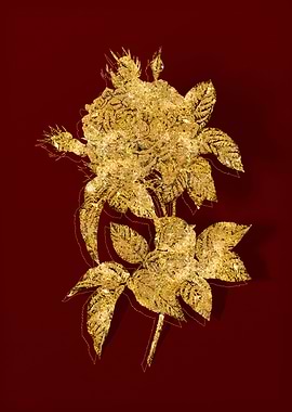 Gold Botanical on Red