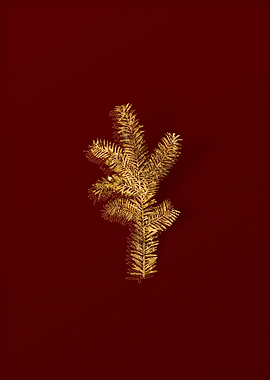 Gold Flora on Red